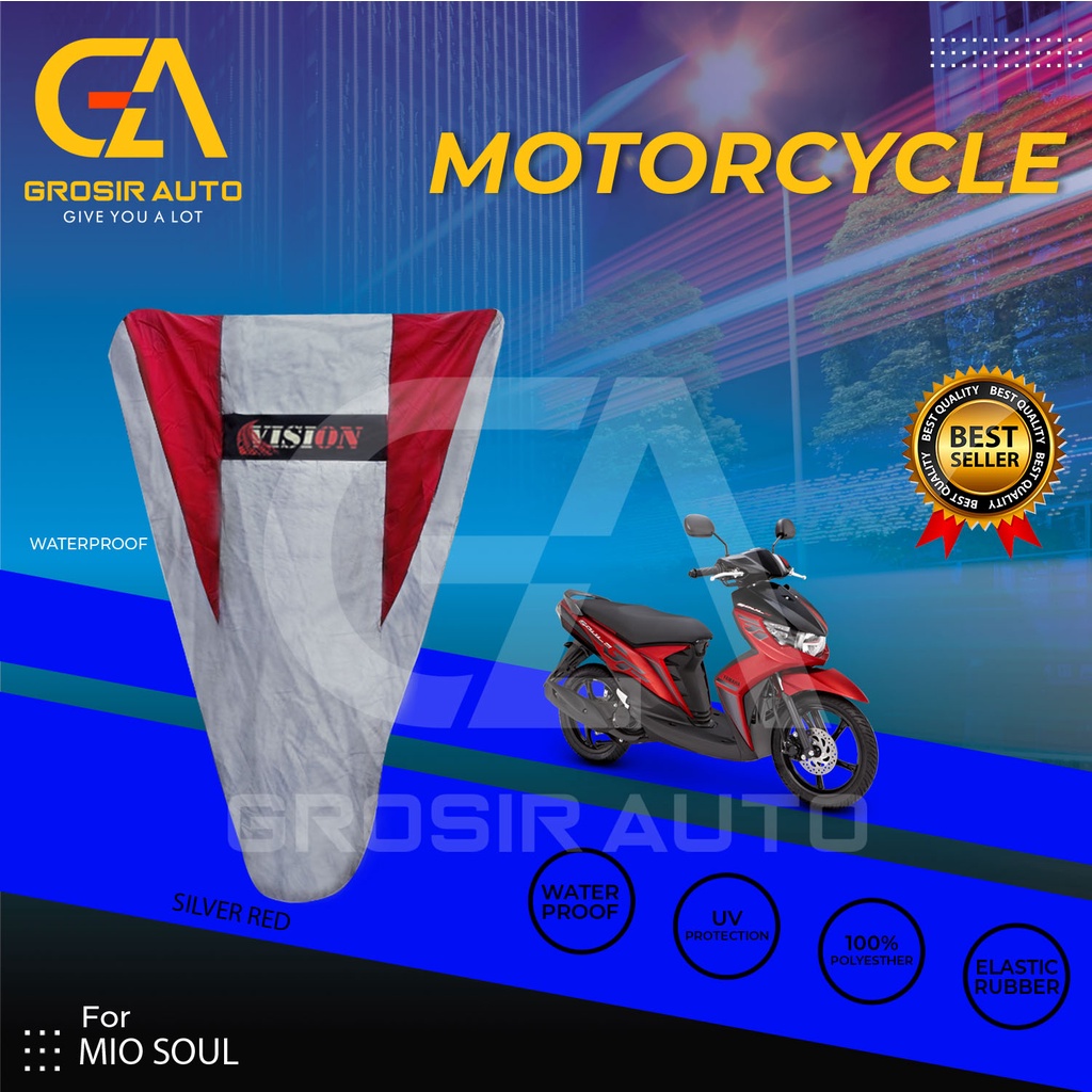 Cover Motor / Pelindung Sarung Motor / Penutup Motor Mio Soul Vision Silver Merah Waterproof