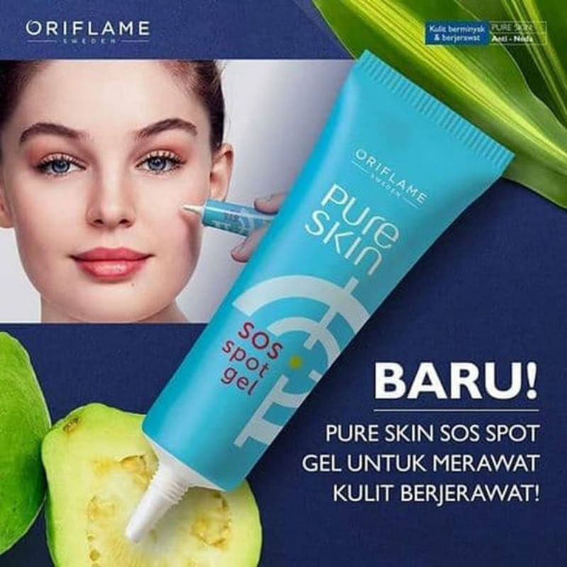 PURE skin SOS spot gel oriflame obat totol jerawat obat jerawat treatment pengempes jerawat batu