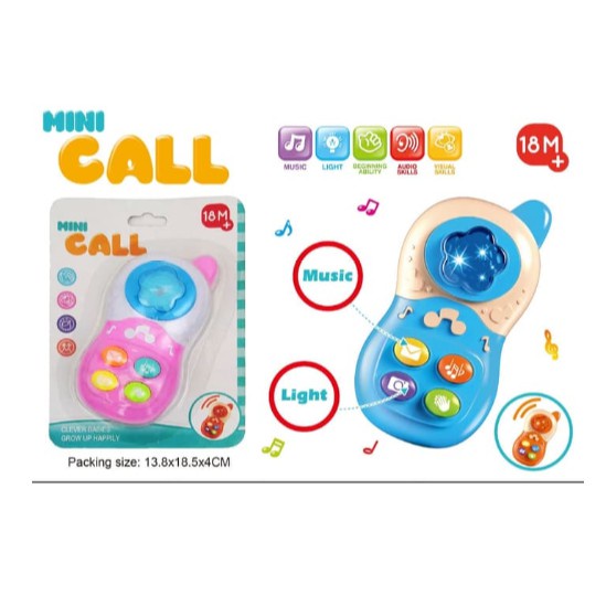 [9209] Mainan Anak Bayi Baby Mini Call Phone Music - HP Suara Musik + Lampu