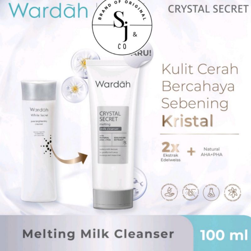 Wardah Crystal Secret Melting Milk Cleanser / White Secret Pure Brightening Cleanser 100 ml