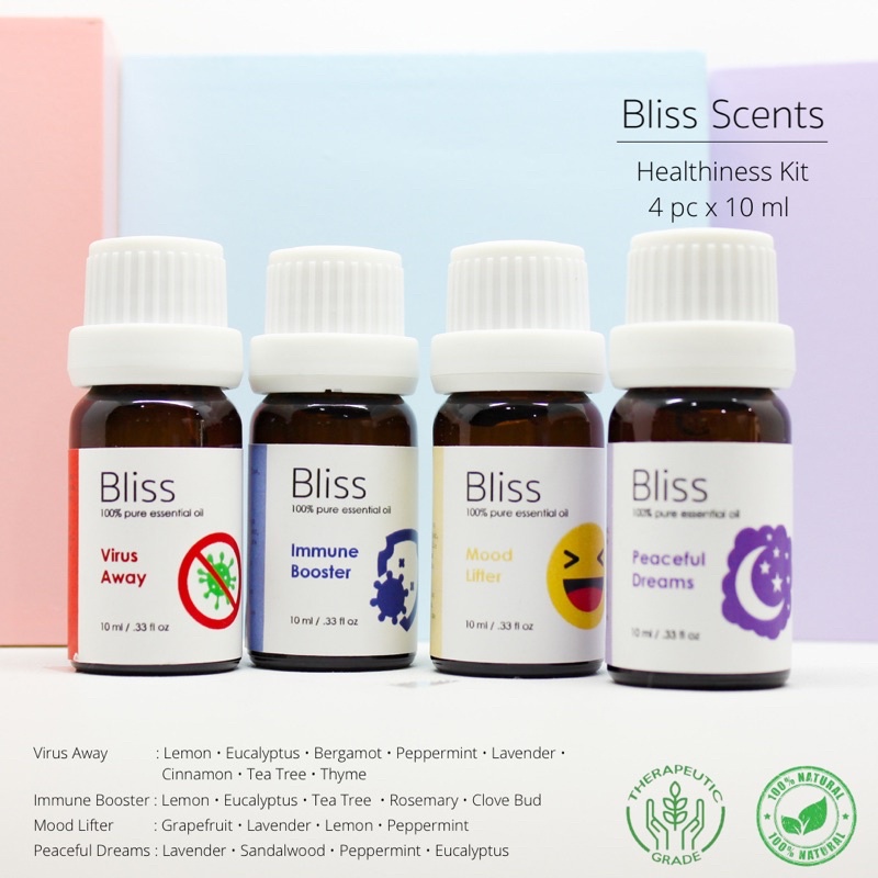 BLISS SCENTS Healthiness Kit Paket Essential Oil Blend Aromaterapi 100% Murni Therapeutic Grade Aromatherapy