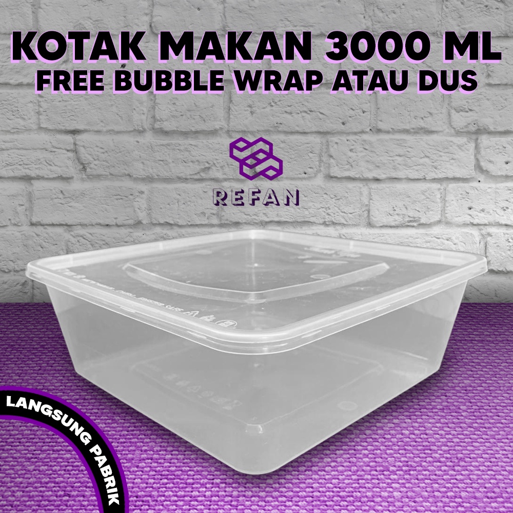 Kotak Thinwall Besar 3000ml/Thin Wall Kotak Makanan 3000ml