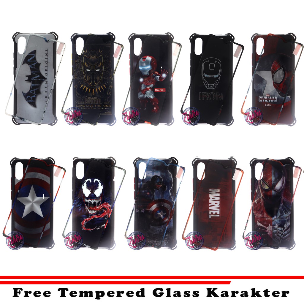 Xiaomi Redmi 9A Soft Case 360 Shock Protection + Tempered Glass Karakter Super Hero