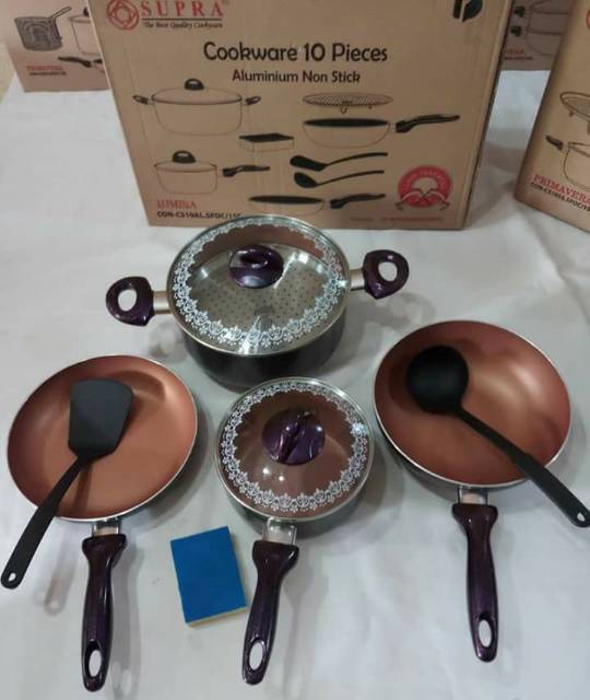 Supra Lumina 10 pcs Wajan Panci Set Anti Karat Anti Lengket Sedikiti Minyak