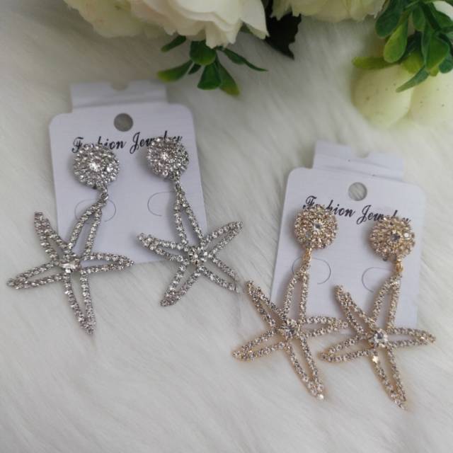 Anting crystal bentuk bintang