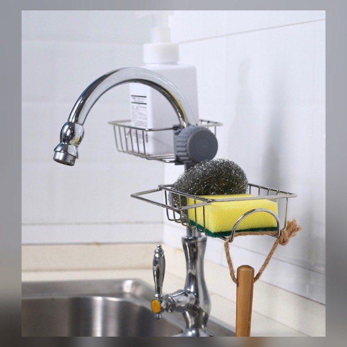 Tempat Sabun Spons Cuci Piring Lap Gantung Keran Hook Stainless Sedang Shopee Indonesia