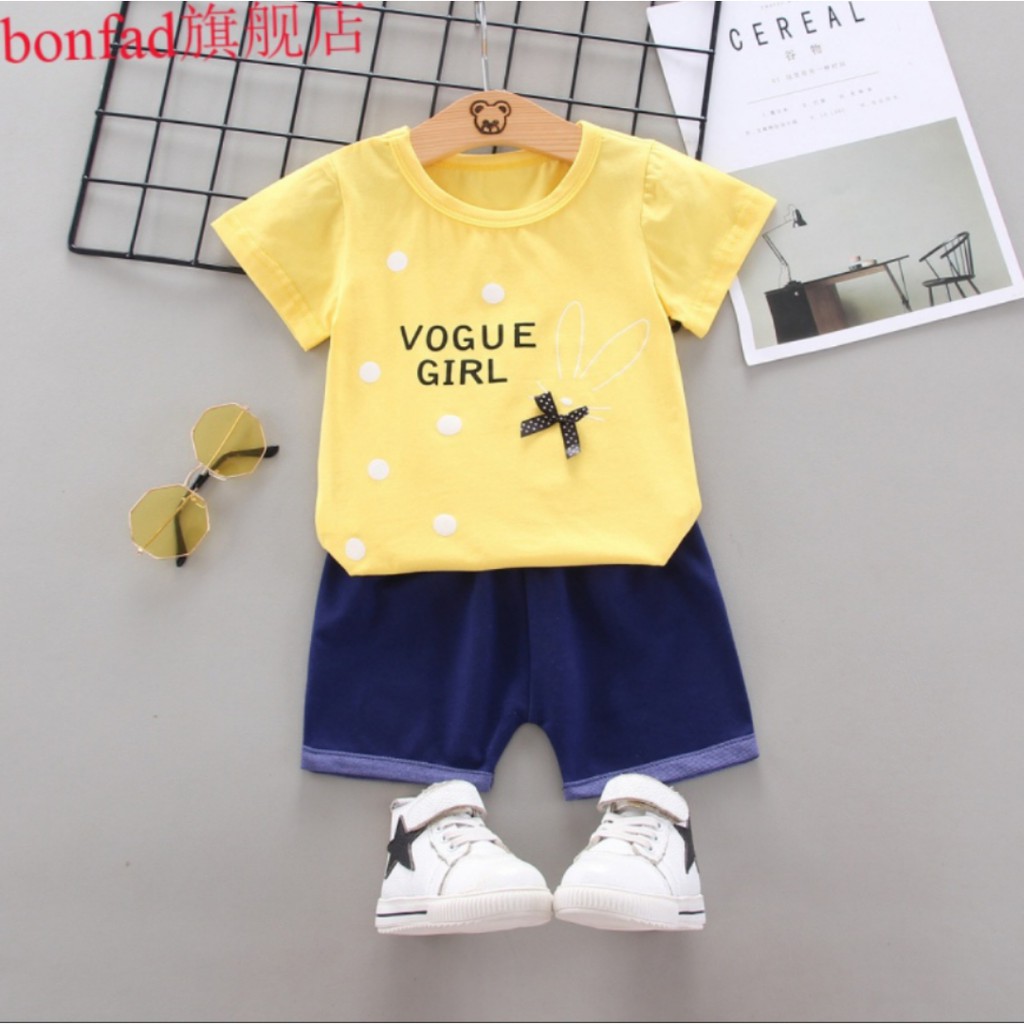 Setelan Baju Anak Perempuan Balita Import | Set Kaos Anak Cewek / Kualitas Premium Vague Girl MB