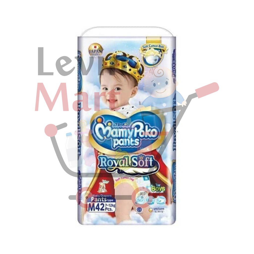 MAMY POKO ROYAL SOFT PANTS/POPOK CELANA MAMYPOKO SIZE M UNTUK BERAT 7-12 KG/BOYS M42/GIRLS M42