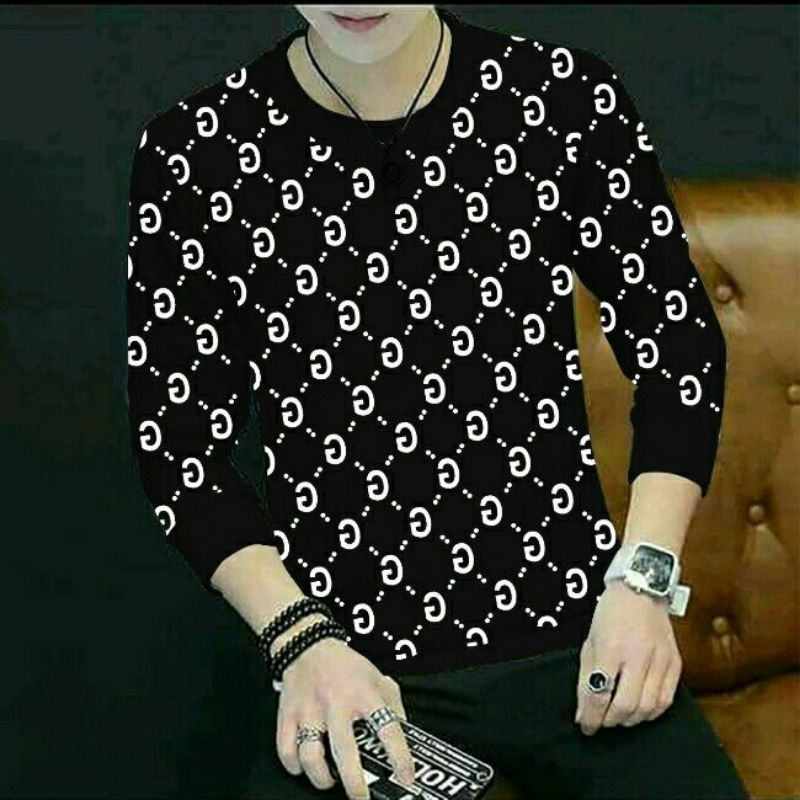 BAJU KAOS PRIA LENGAN PANJANG EDO MOTIF FASHION COWOK PREMIUM