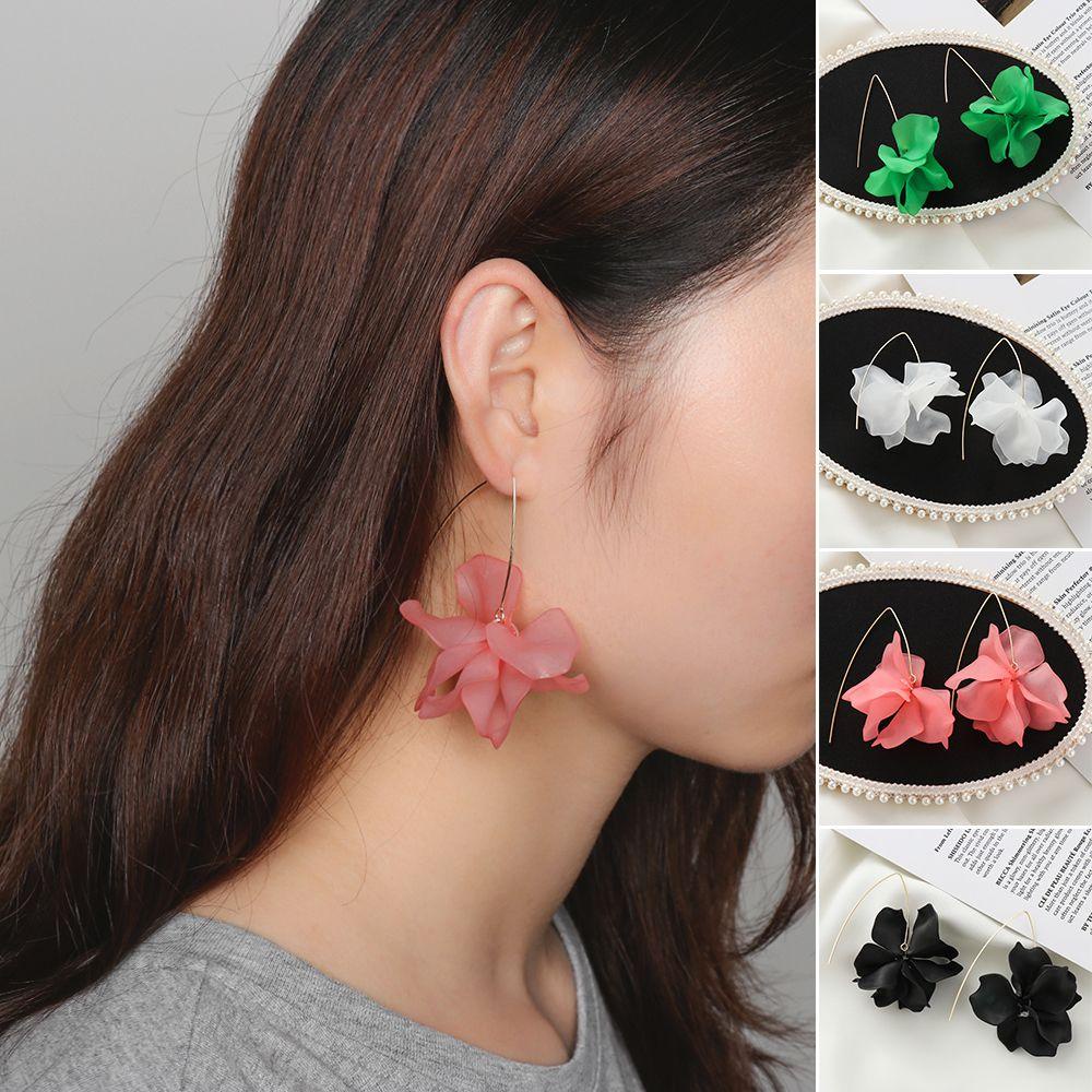 Anting Tusuk LILY Elegan Rantai Panjang Wanita Motif Bunga