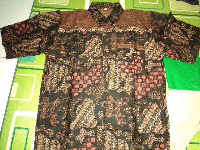Kemeja Batik Cowok Batik Kondangan Baju Pria Lengan Pendek Corak Wulu Putih