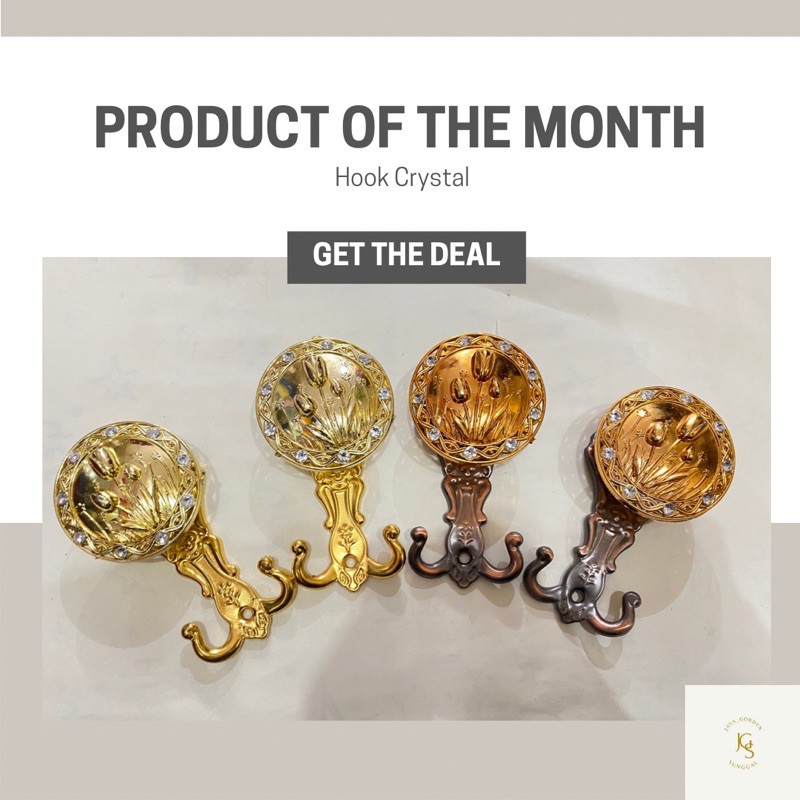 HOOK GORDEN KRISTAL MEWAH  KEKINIAN SEPASANG / PENGAIT TALI GORDEN / GANTUNGAN TALI GORDEN