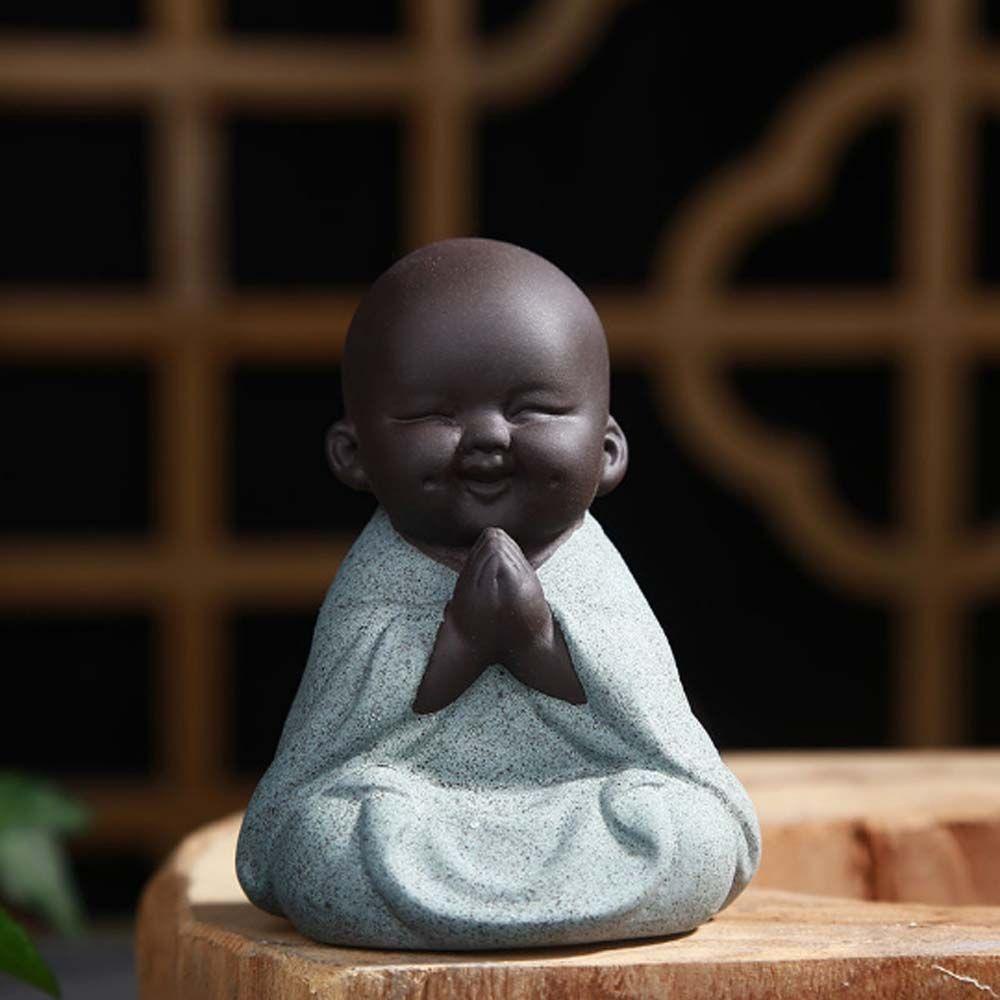 Lanfy Maitreya Buddha Figure Untuk Anak Hadiah Dekorasi Desktop Patung Kartun Buddha Tangan Ukiran Teahouse Ornamen Koleksi Figure Patung Teh Ornamen Mobil