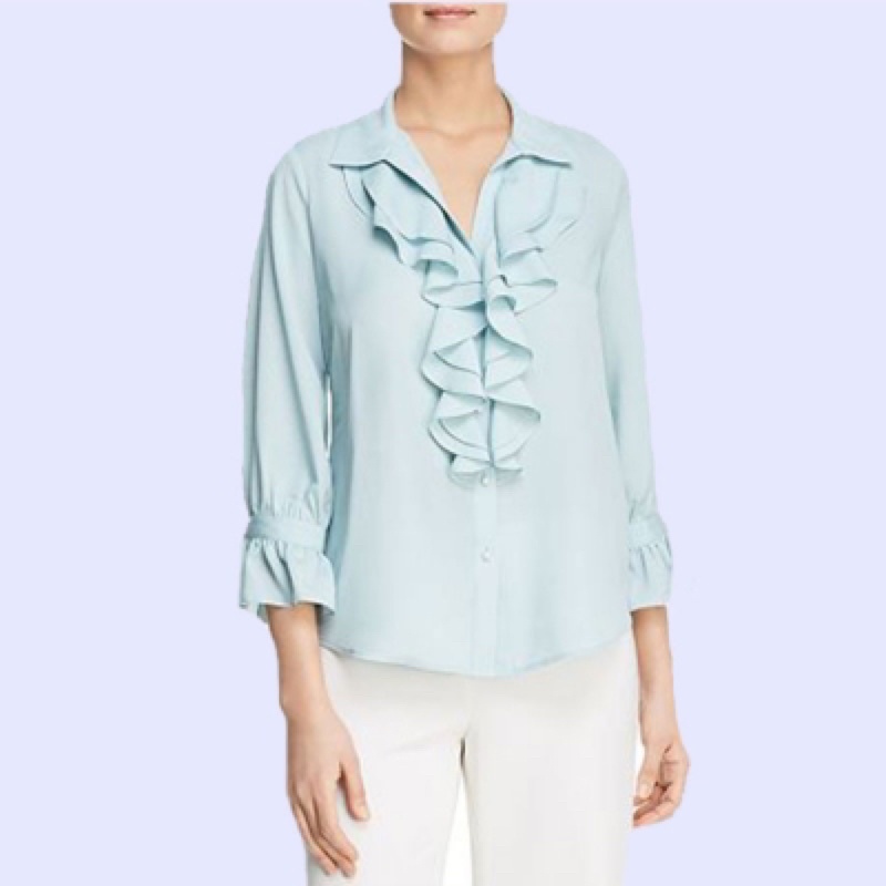 [3warna] KARL LAGERFELD 0101 Ruffle Shirt - Baju Atasan Kemeja Kerja Wanita Lengan Panjang