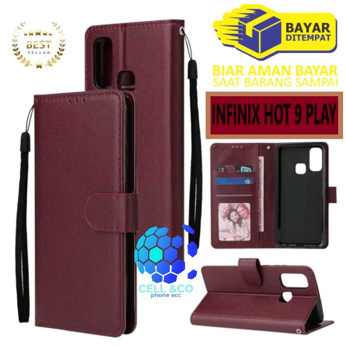 Flip cover INFINIX HOT 9 PLAY Flip case buka tutup kesing hp casing hp flip case leather wallet