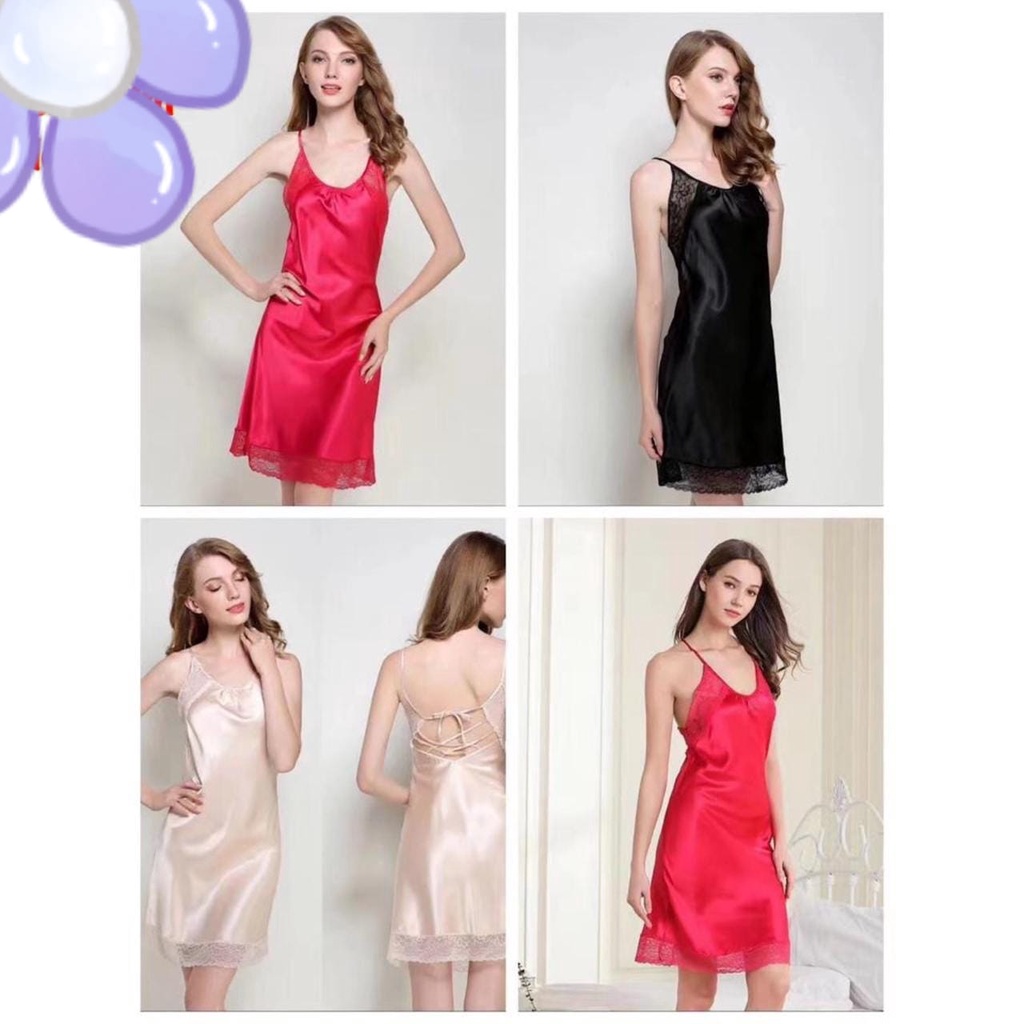 Baju Tidur Wanita Daster Satin Import Sexy