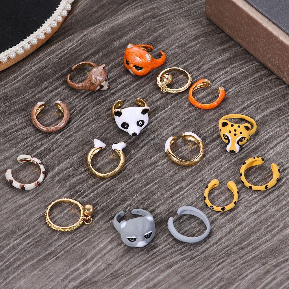 Preva Animal Set Cincin Wanita Pria New Creative Fashion Cute Cat