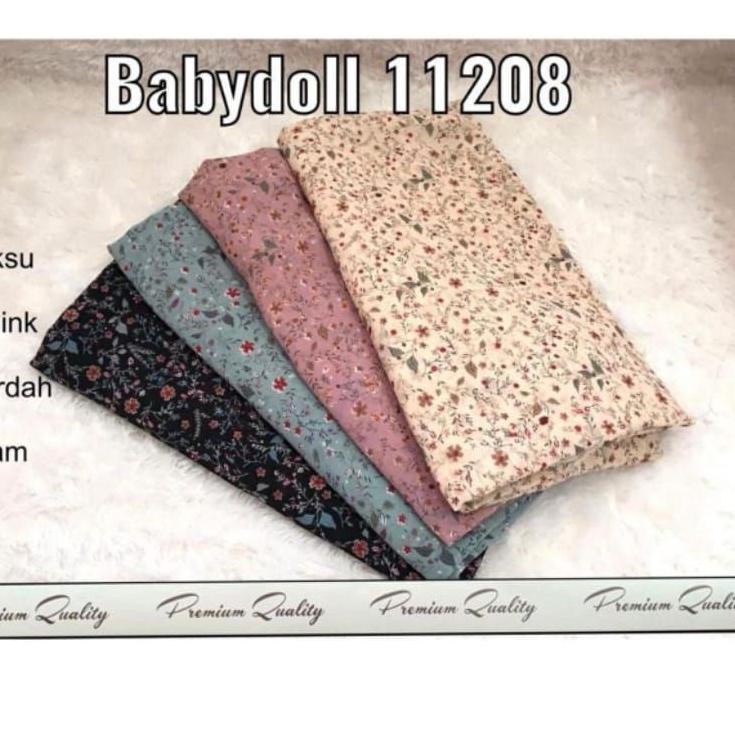6.6 Terlaris gamis terbaru bahan seruty babydoll motif printing bunga kecil serian 4A