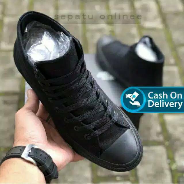 SEPATU SEKOLAH PRIA CONVERSE_ALL STAR / SEPATU SEKOLAH SANTAI KERJA KULIAH FULL BLACK