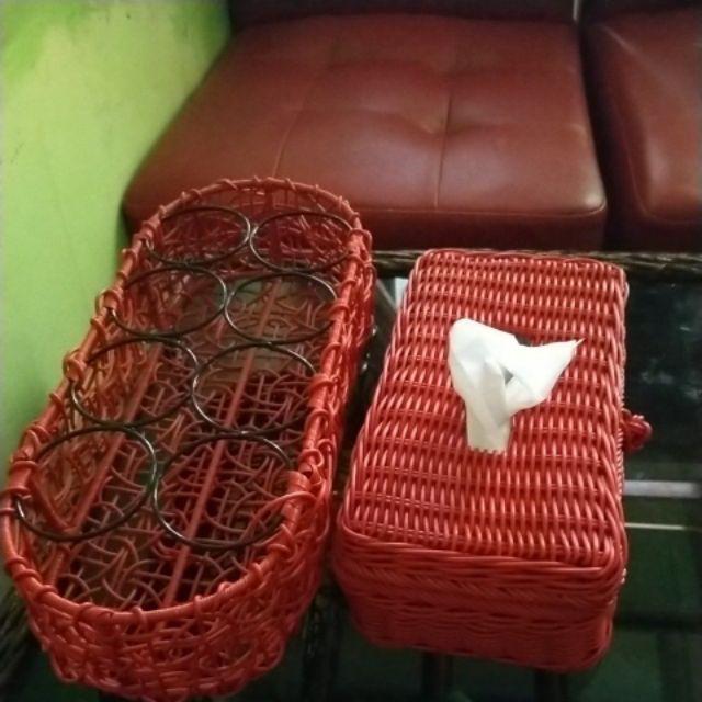 Promo Set Keranjang Air Mineral Isi 8 Dan Tempat Tissue