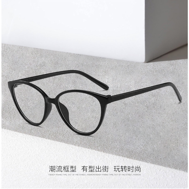 (YUZHU) Kacamata Gaya Busana Korea Untuk Wanita Retro Cat Eye Frame Kacamata Untuk Wanita/Pria