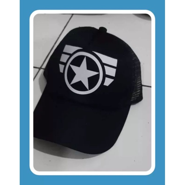 EMOEMO-Topi Baseball Pria anak Logo CAPTAIN AMERICA Snapback Topi Trucker Jaring Premium