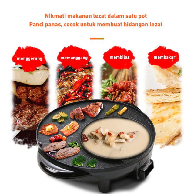 Panci BBQ 2in1 bisa Hotpot dan BBQ Panci Hotpot Elektrik Steambot