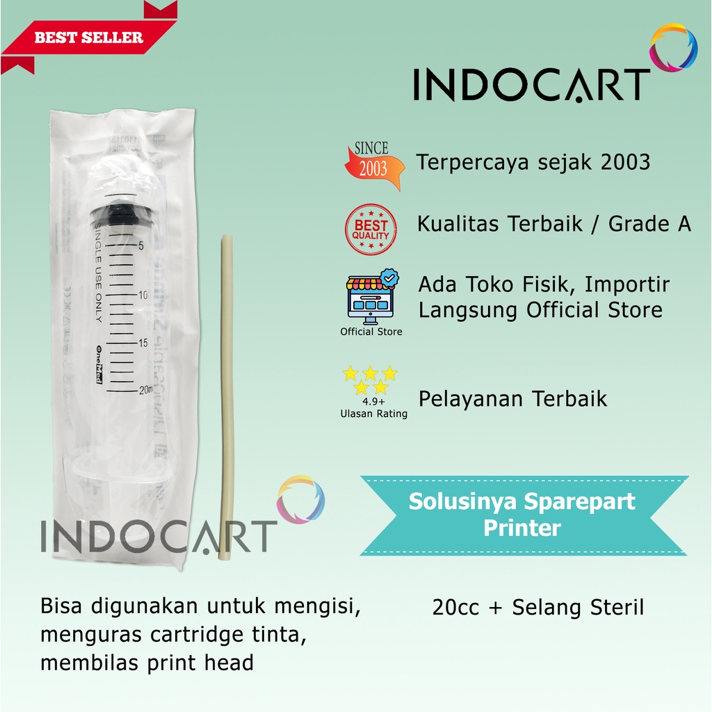 Syringe Spuid Spuit-Jarum Suntik-Suntikan Tinta-20cc Plus Selang