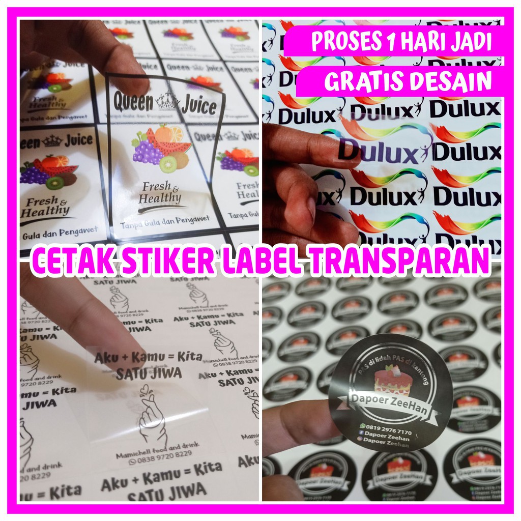 

CETAK STIKER LABEL KEMASAN A3 Transparan + CUTTING (KOTAK, BULAT, OVAL, CUSTOM)