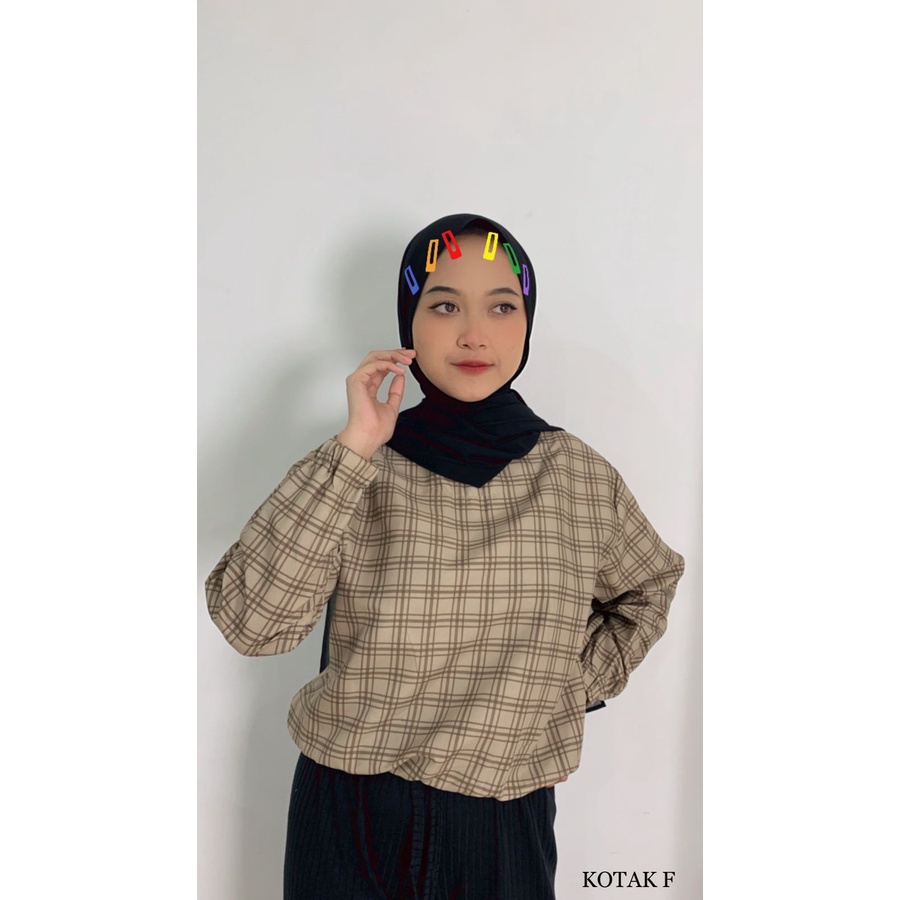 BEFAST - ZFS OOTD Wanita Blouse YOGIE / TINCA TARTAN BLOUSE / OOTD Wanita Pakaian Blouse / Blouse Keluaran Terbaru / Bloue Motif Kotak-Kotak / Hem Blouse Kekiniaan Remaja Wanita / Trendy