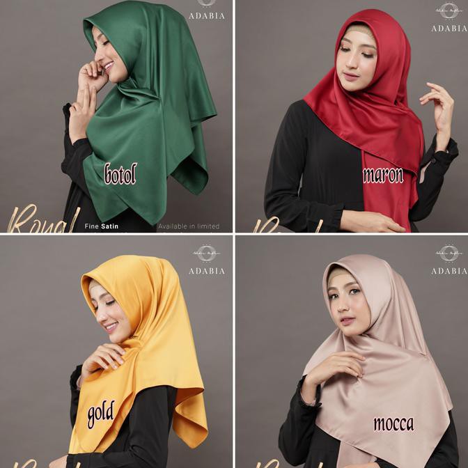 JILBAB SEGI EMPAT SATIN VELVET POLOS GOLD MOCCA SILVER PINK HSY276