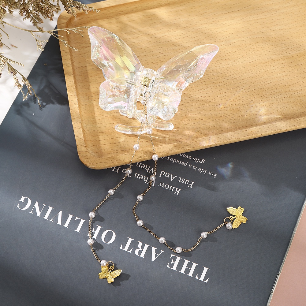 Butterfly Jepit Rambut Bentuk Kupu-Kupu Aksen Mutiara Untuk Wanita