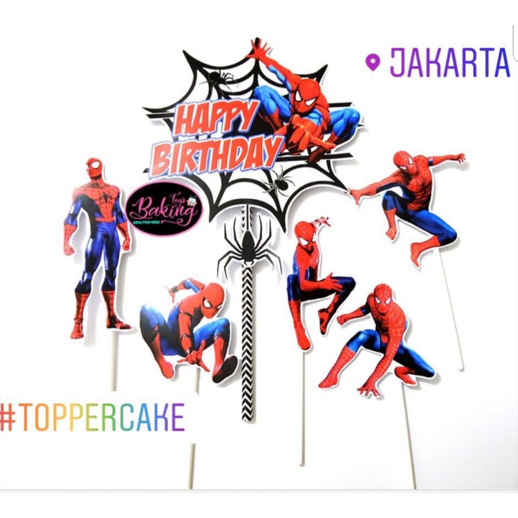 Topper Cake Birthday Spiderman Jala Custom