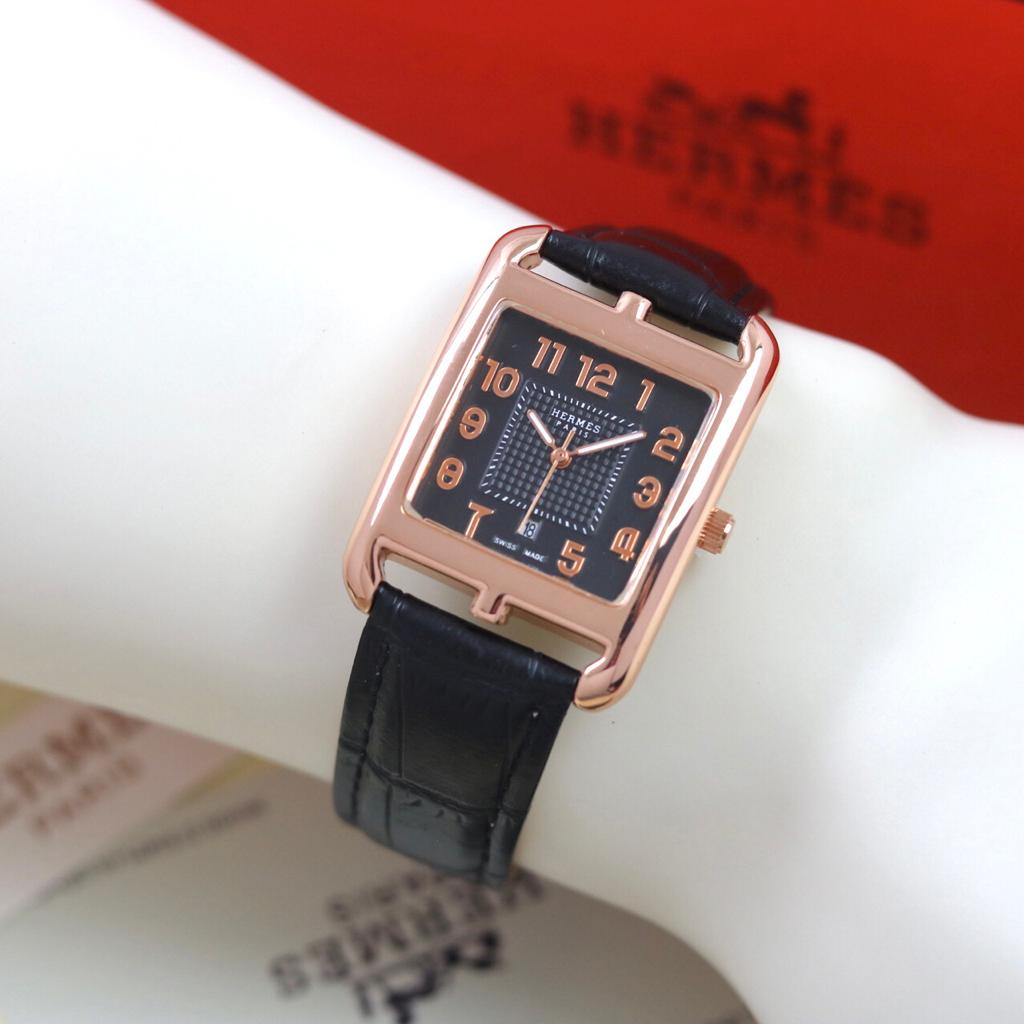 Jam Tangan Wanita Y8907K Tali Kulit Terbaru Case Rose Tanggal Aktif Free Box Exclusive &amp; Baterai