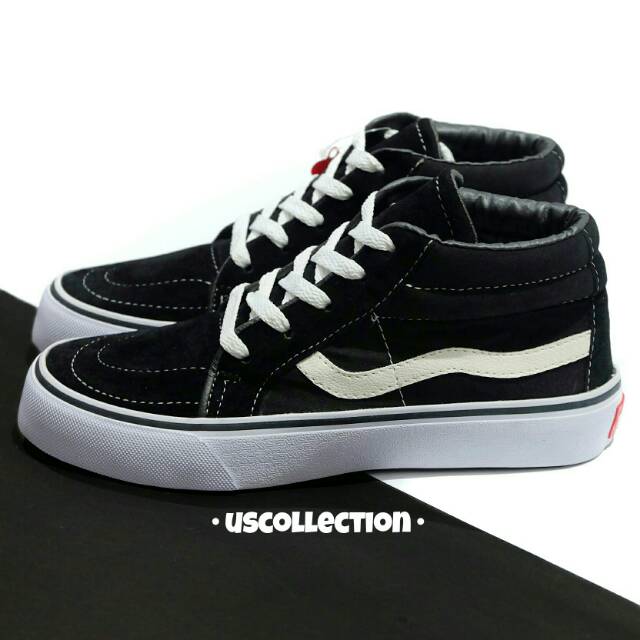 Sepatu Sneakers Anak Laki Laki Perempuan Cowok Cewek - Vans SK8 Kids Hitam Putih