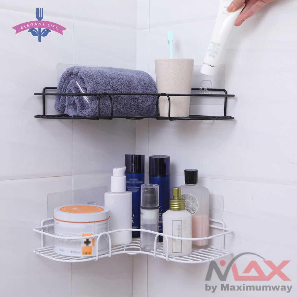 Rak Sudut Kamar Mandi besi anti karat Rak siku pojok kamar mandi dan dapur tembok cantel gantung organizer barang sabun odol shampo bisa juga bumbu dapur kecap saos di dapur Triangular Bathroom Organizer Rack G49 aluminium besi Stainless Steel