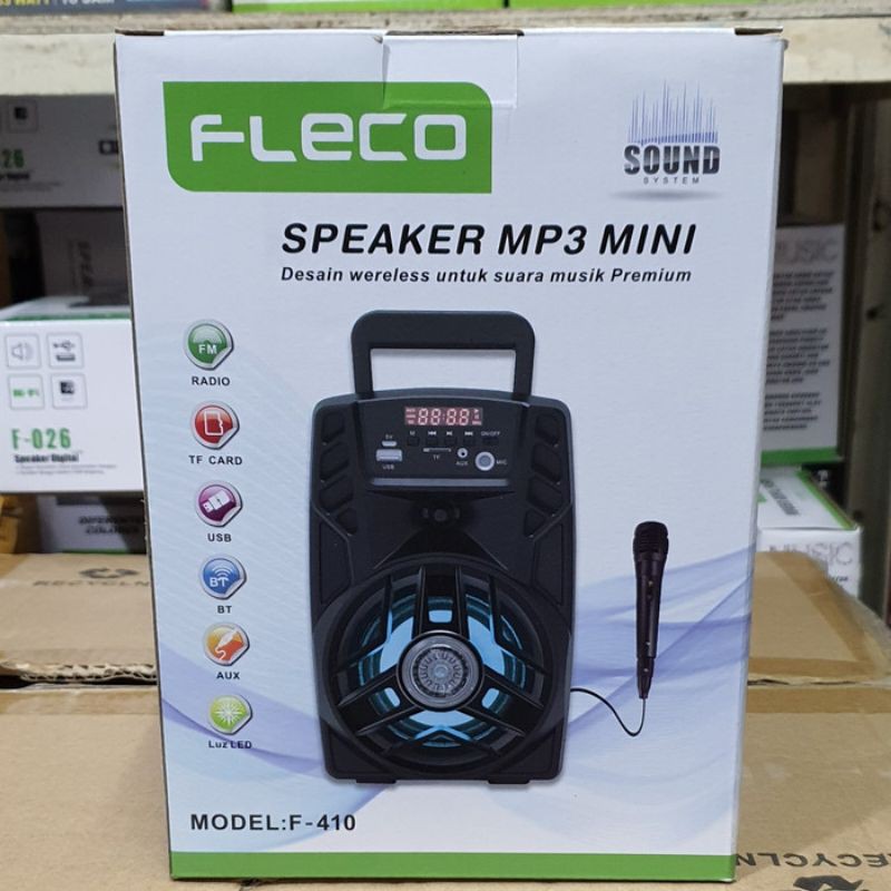 Speaker harga obral merk fleco Speaker Bluetooth Fleco F 410 + Bonus Mic