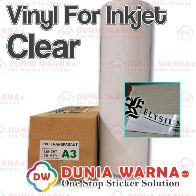 Stiker Vinyl Bening Transparan Clear Printer Dye Ink Pigment A3 Roll Termurah