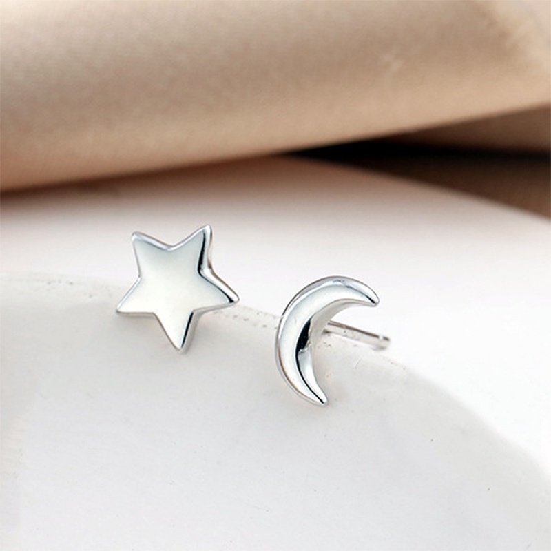 Korea Anting 925 Perak Berlian Bintang Bulan Bunga Mencegah Alergi Fashion Earrings