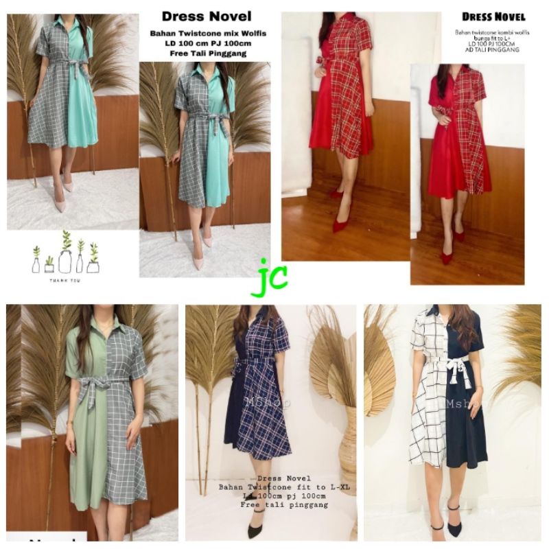 JCM- Dress Novel / Dress Kemeja Murah / Longhem Natal / Dress Sincia