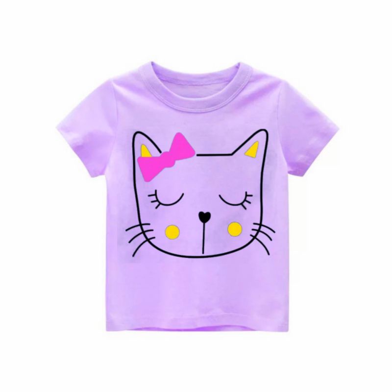 kaos anak perempuan lucu motif kucing/kaos anak perempuan termurah 1-10 tahun