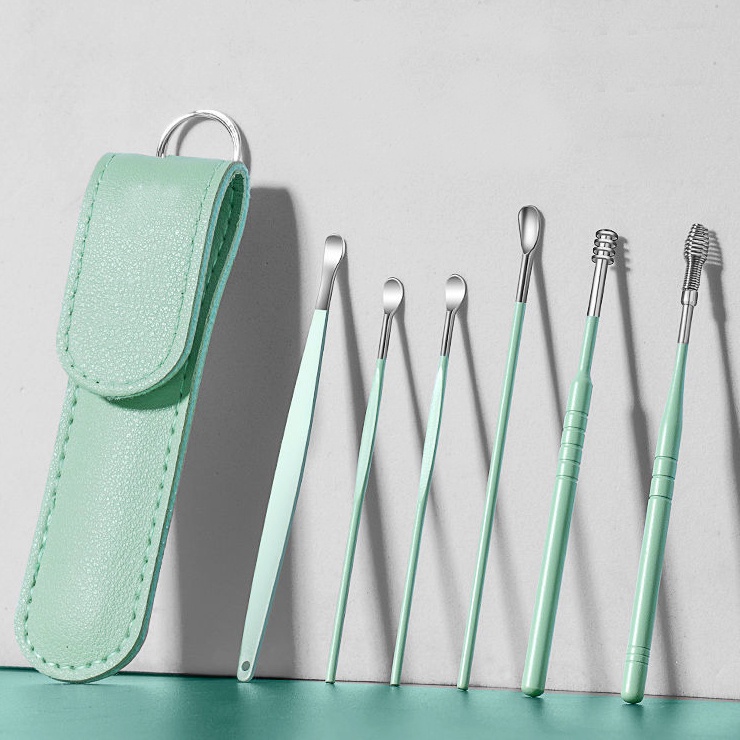 Korek Kuping Set Alat Pembersih Telinga High Quality Ear Wax Picker 6in1 Stainless Steel