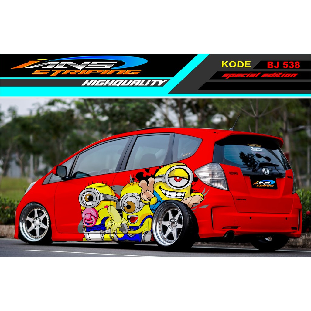 STICKER VARIASI MOBIL JAZZ MINION / DECAL STICKER MOBIL BRIO AGYA AYLA SWIFT SIGRA / STIKER TERBARU