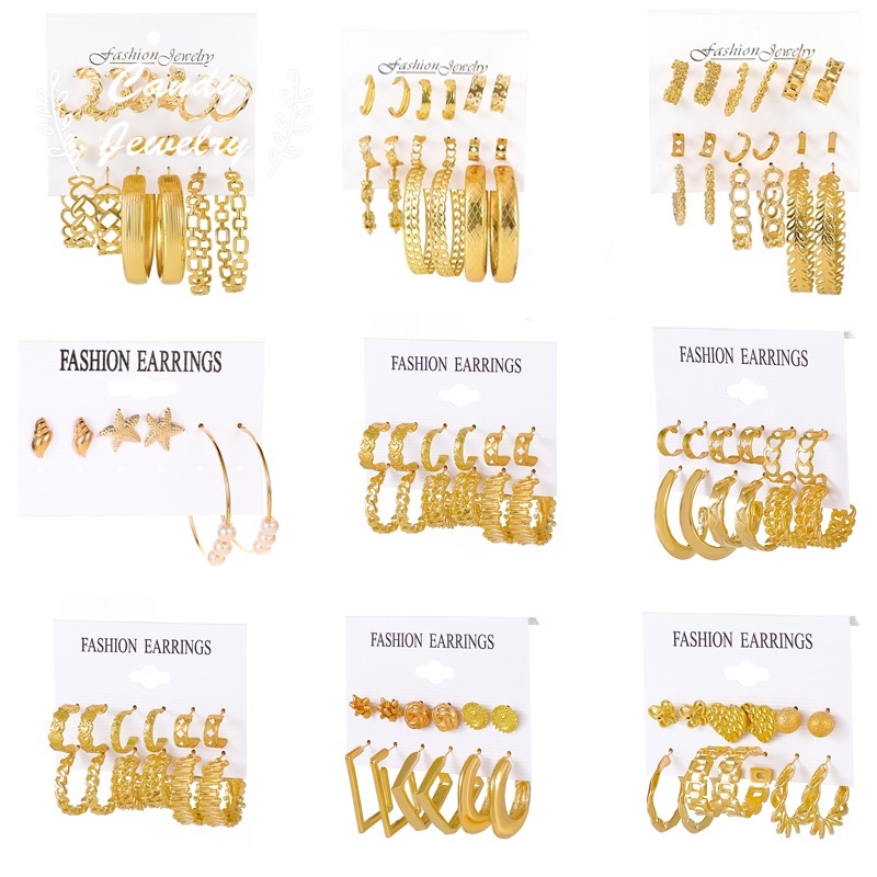 9 Pasang Anting Rumbai Bentuk Lingkaran Warna Permen Gaya Retro