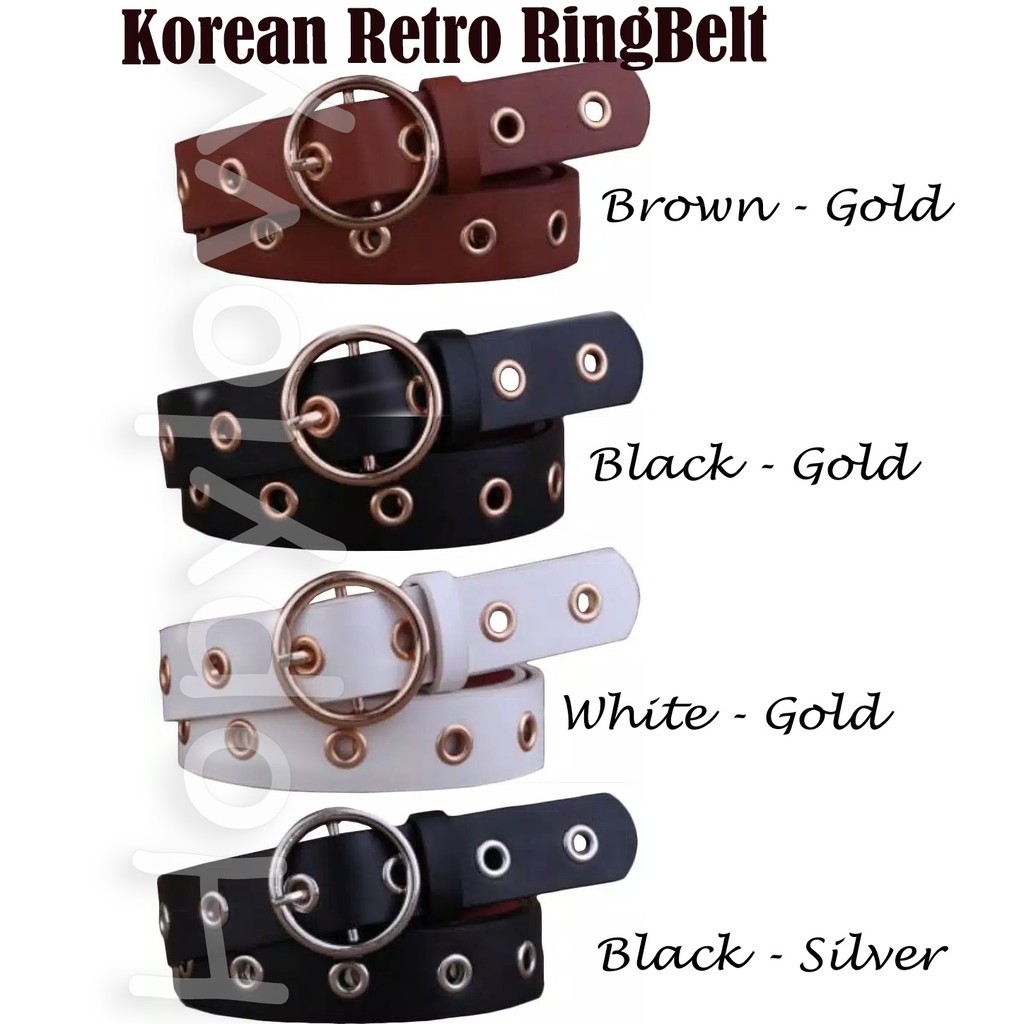 HOPYLOVY - Ikat Pinggang Wanita Korean Retro Ring Belt Fashion