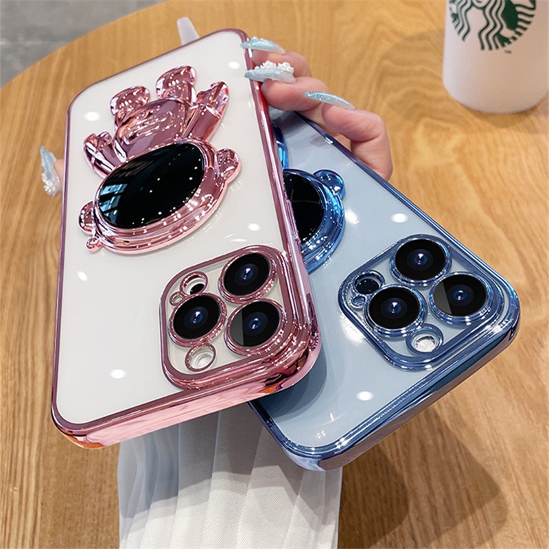 Stand Case Pelindung Lensa Kamera Transparan Untuk iPhone 14 Pro Max 13 12 11 Pro Max X XR Xs Max 7 8 Plus s