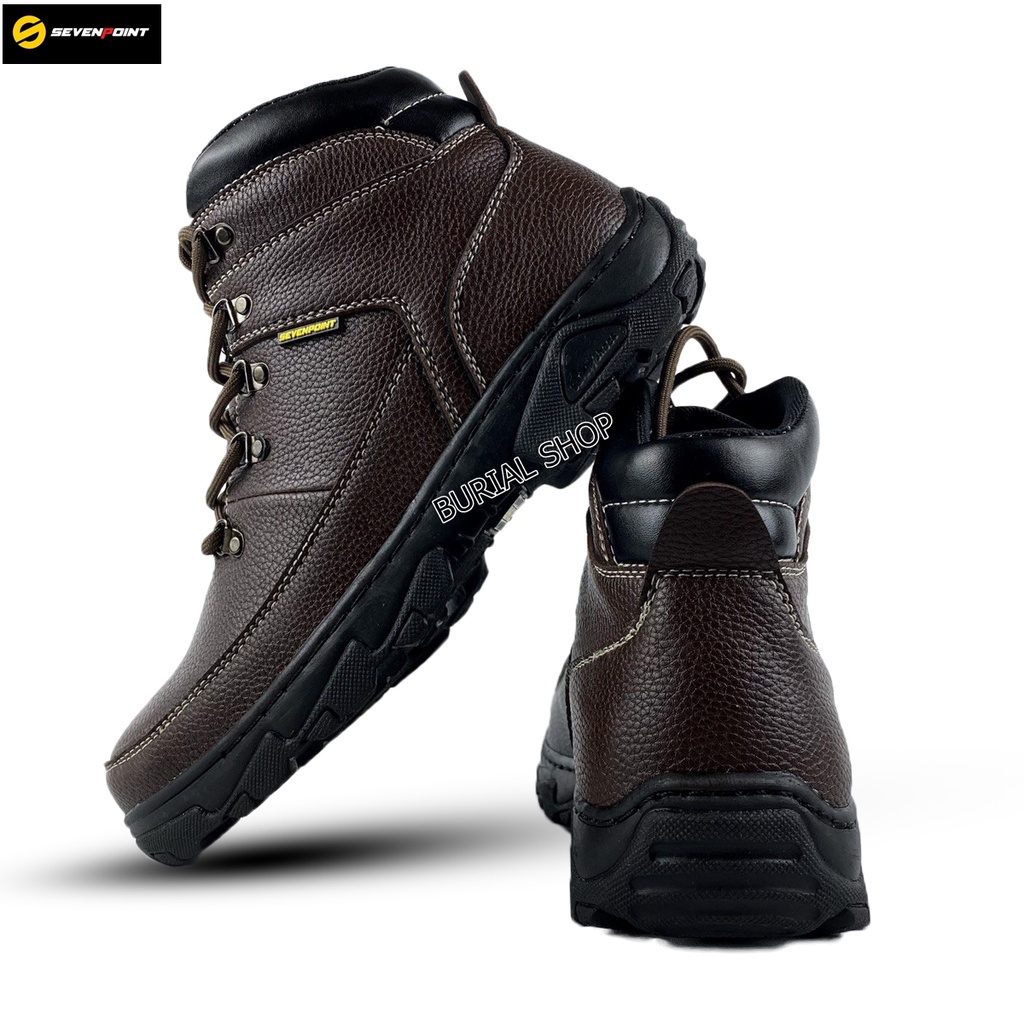 Sepatu Safety Boots Pria Wanita Original Sevenpoint Ujung Besi Proyek Touring Tracking Ujung Besi Kerja Proyek Lapangan Septy  Sefty Septi Shoes BS 06