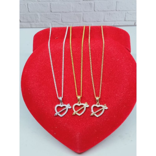 KALUNG RANTAI STANG MINI + LIONTIN LOVE PANAH MP / KALUNG PERAK ASLI SILVER 925 LAPIS EMAS/ KALUNG FASHION WANITA TERBARU