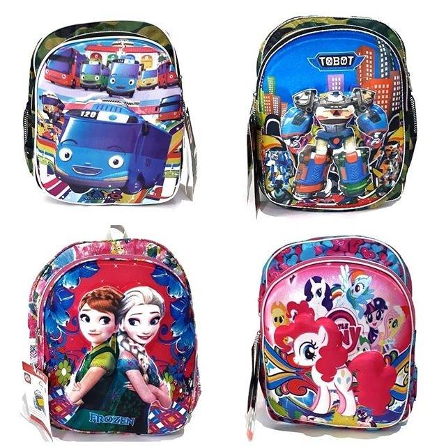Tas Ransel anak timbul / tas sekolah karakter tayo, tobot, frozen, little pony
