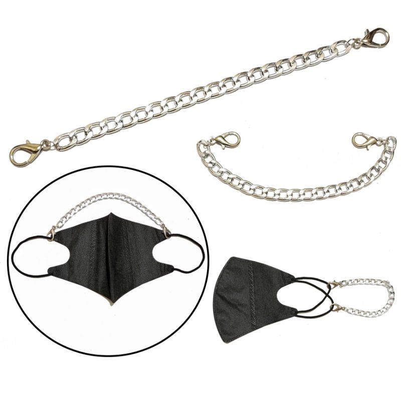 Konektor Masker Hijab Mask Connector Strap Extender Big Silver Chain Series Rantai Besar Perak